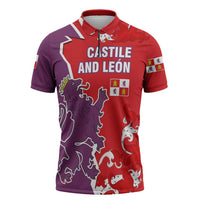 Castile and León Flag Zipper Polo Shirt Autonomous Community of Spain - Wonder Print Shop