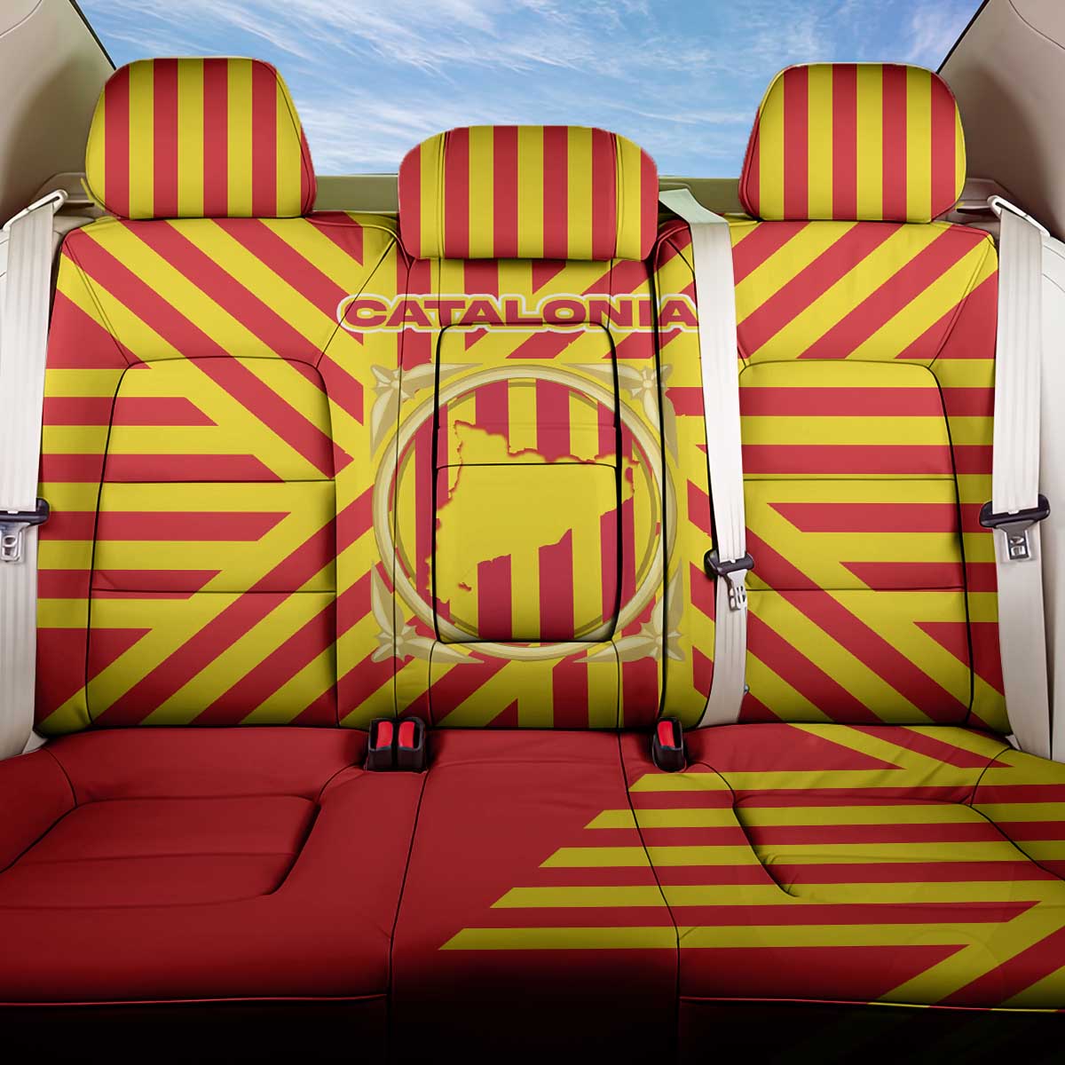 Catalonia Flag Back Car Seat Cover Autonomous Community of Spain - Wonder Print Shop