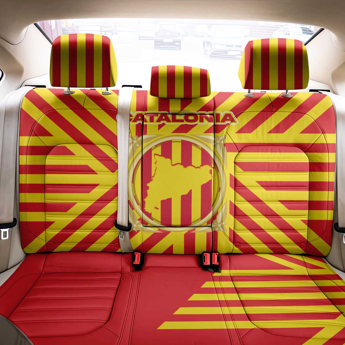Catalonia Flag Back Car Seat Cover Autonomous Community of Spain - Wonder Print Shop
