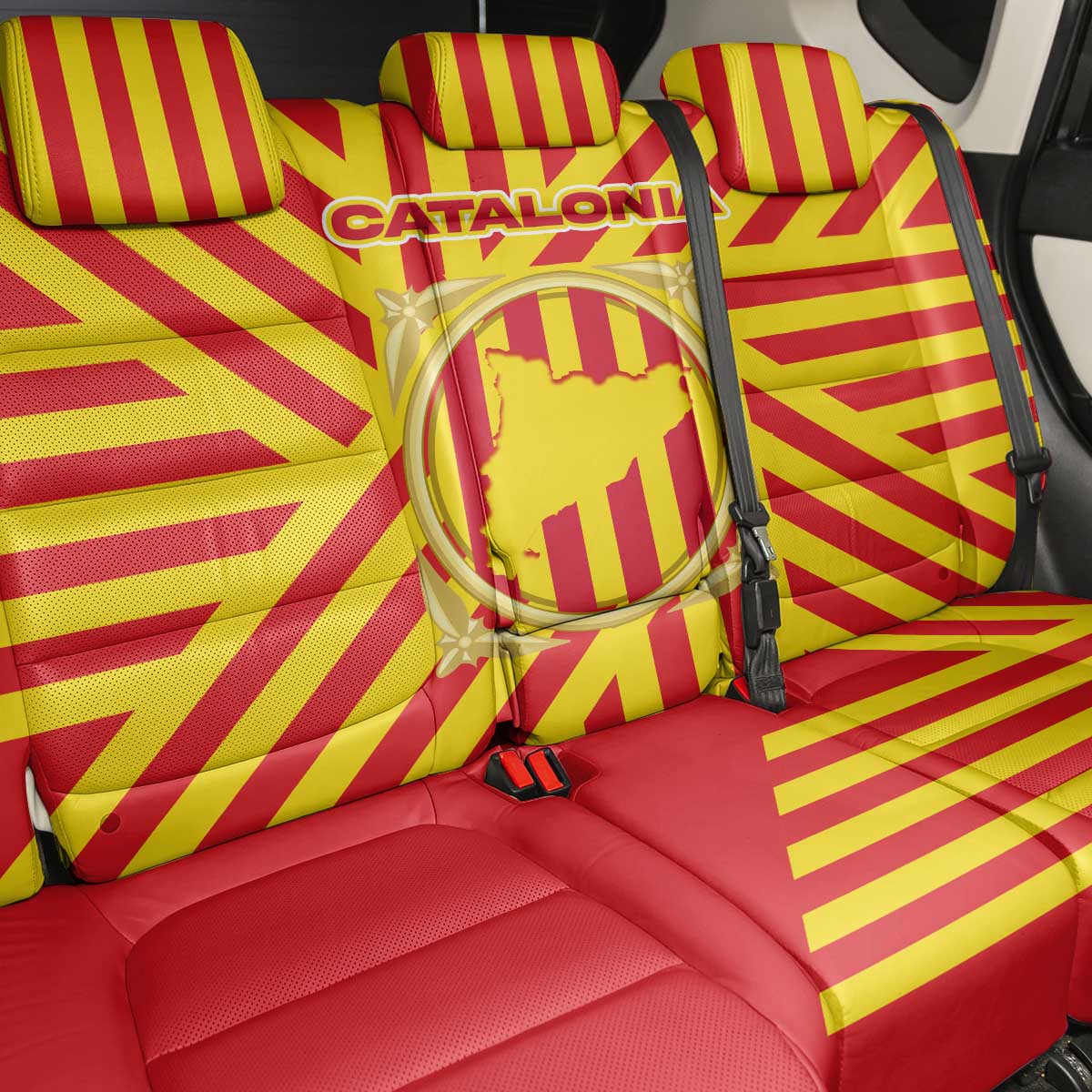 Catalonia Flag Back Car Seat Cover Autonomous Community of Spain - Wonder Print Shop