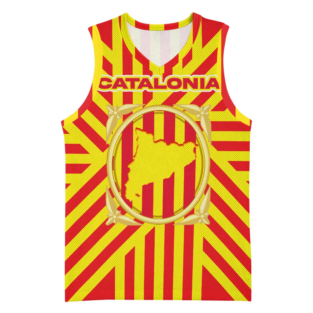 Catalonia Flag Basketball Jersey Autonomous Community of Spain - Wonder Print Shop