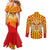 Catalonia Flag Couples Matching Mermaid Dress and Long Sleeve Button Shirt Autonomous Community of Spain - Wonder Print Shop