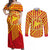 Catalonia Flag Couples Matching Off Shoulder Maxi Dress and Long Sleeve Button Shirt Autonomous Community of Spain - Wonder Print Shop