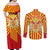 Catalonia Flag Couples Matching Off Shoulder Maxi Dress and Long Sleeve Button Shirt Autonomous Community of Spain - Wonder Print Shop