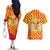 Catalonia Flag Couples Matching Off The Shoulder Long Sleeve Dress and Hawaiian Shirt Autonomous Community of Spain - Wonder Print Shop
