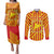 Catalonia Flag Couples Matching Puletasi and Long Sleeve Button Shirt Autonomous Community of Spain - Wonder Print Shop