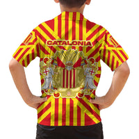 Catalonia Flag Family Matching Off The Shoulder Long Sleeve Dress and Hawaiian Shirt Autonomous Community of Spain - Wonder Print Shop