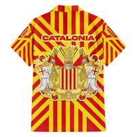 Catalonia Flag Family Matching Off The Shoulder Long Sleeve Dress and Hawaiian Shirt Autonomous Community of Spain - Wonder Print Shop
