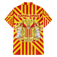 Catalonia Flag Family Matching Off Shoulder Short Dress and Hawaiian Shirt Autonomous Community of Spain - Wonder Print Shop