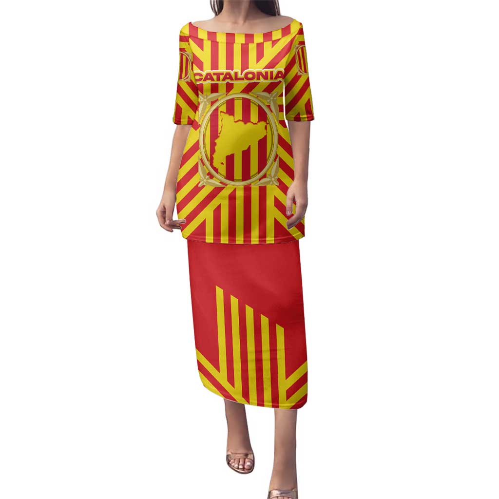 Catalonia Flag Family Matching Puletasi and Hawaiian Shirt Autonomous Community of Spain - Wonder Print Shop