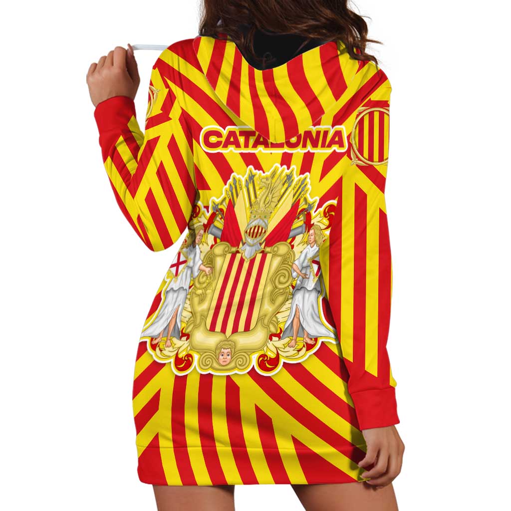 Catalonia Flag Hoodie Dress Autonomous Community of Spain - Wonder Print Shop