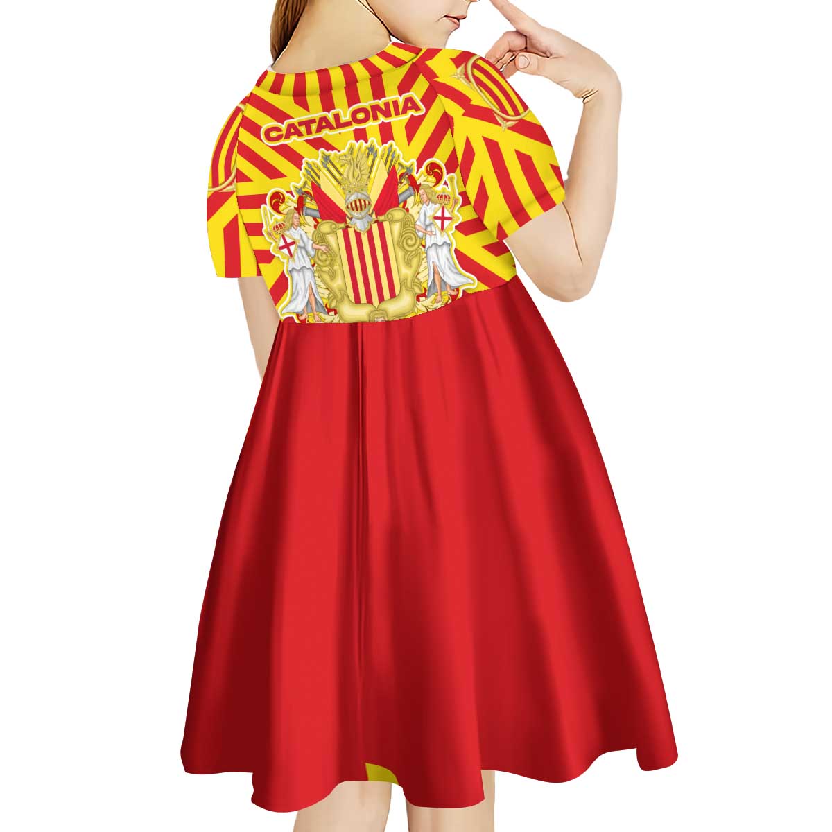 Catalonia Flag Kid Short Sleeve Dress Autonomous Community of Spain - Wonder Print Shop