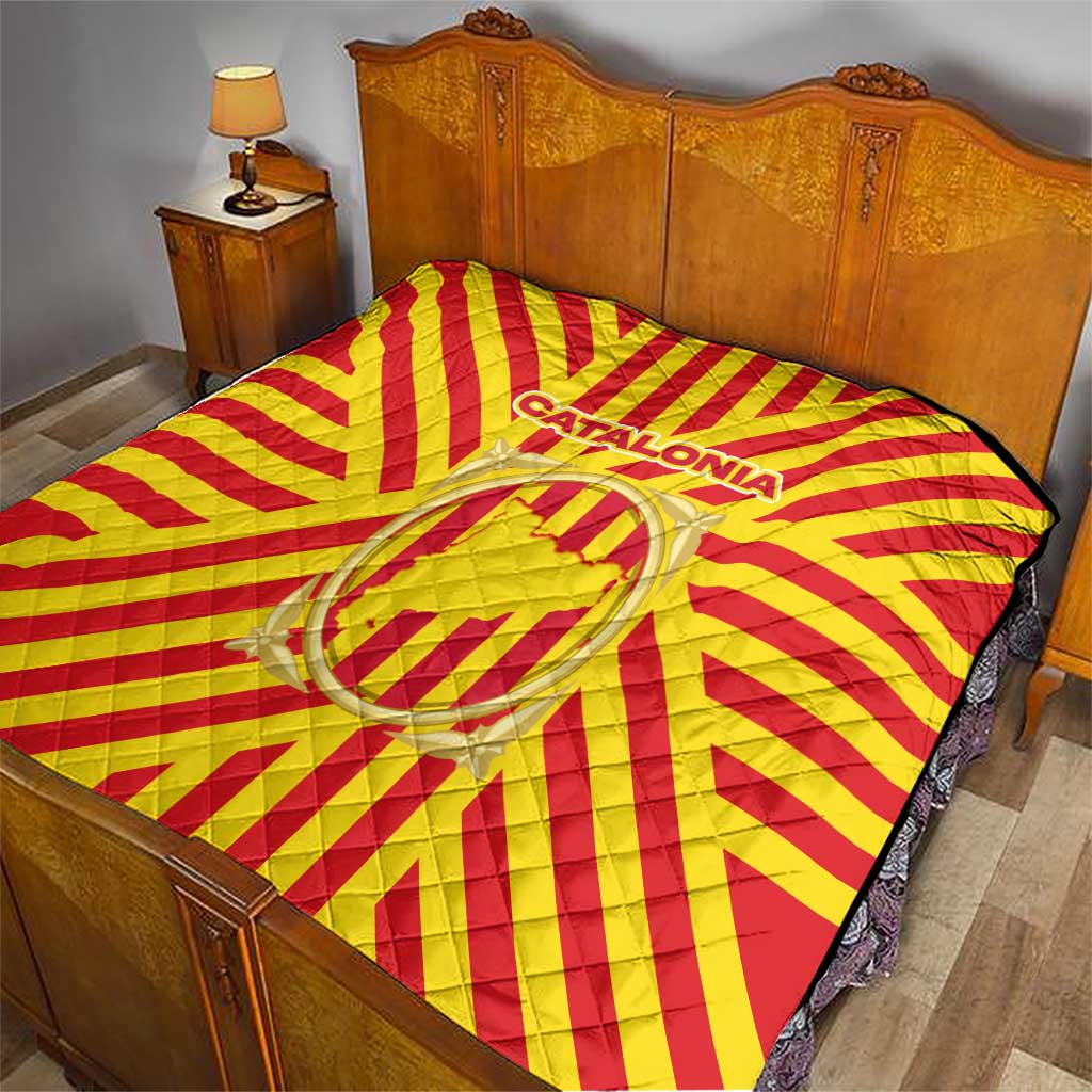 Catalonia Flag Quilt Autonomous Community of Spain - Wonder Print Shop
