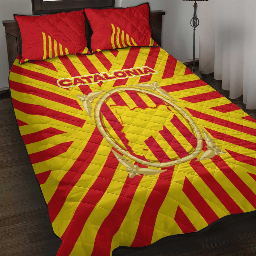 Catalonia Flag Quilt Bed Set Autonomous Community of Spain - Wonder Print Shop