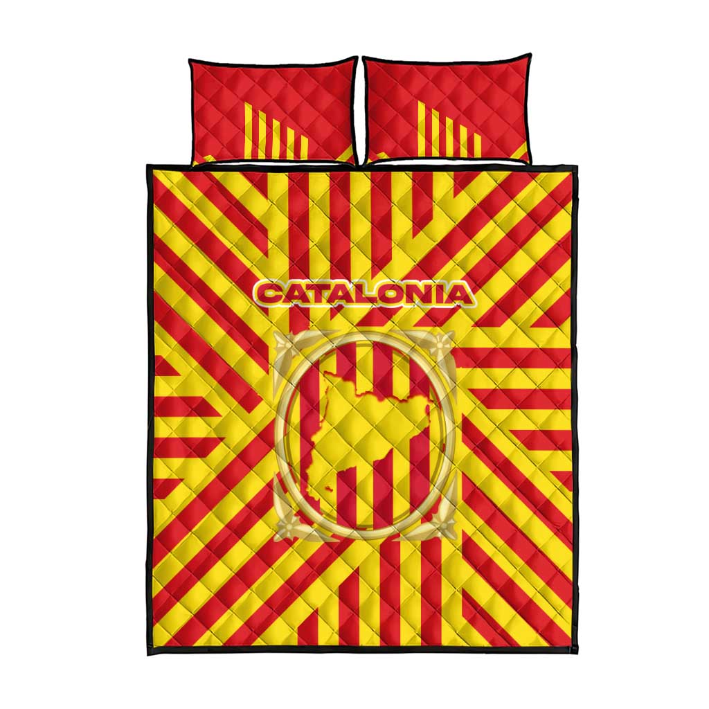Catalonia Flag Quilt Bed Set Autonomous Community of Spain - Wonder Print Shop