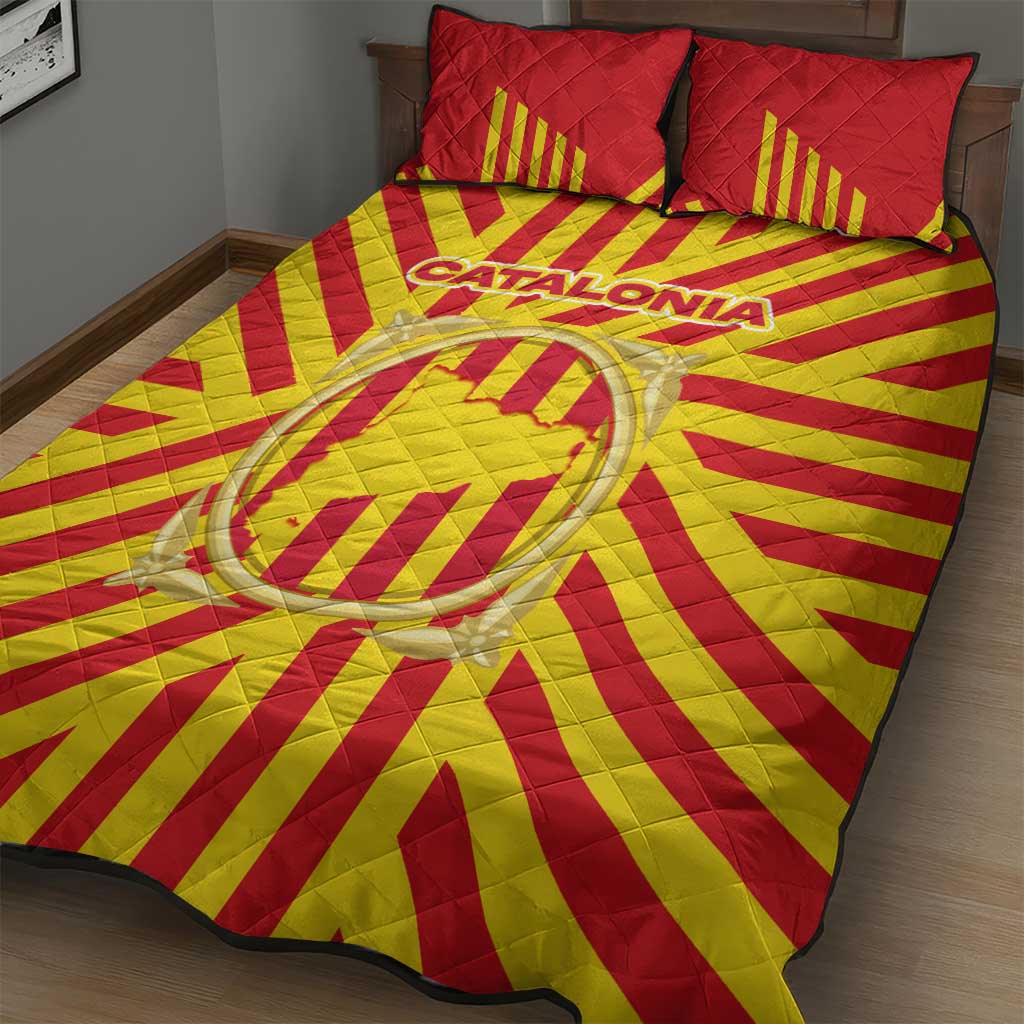 Catalonia Flag Quilt Bed Set Autonomous Community of Spain - Wonder Print Shop