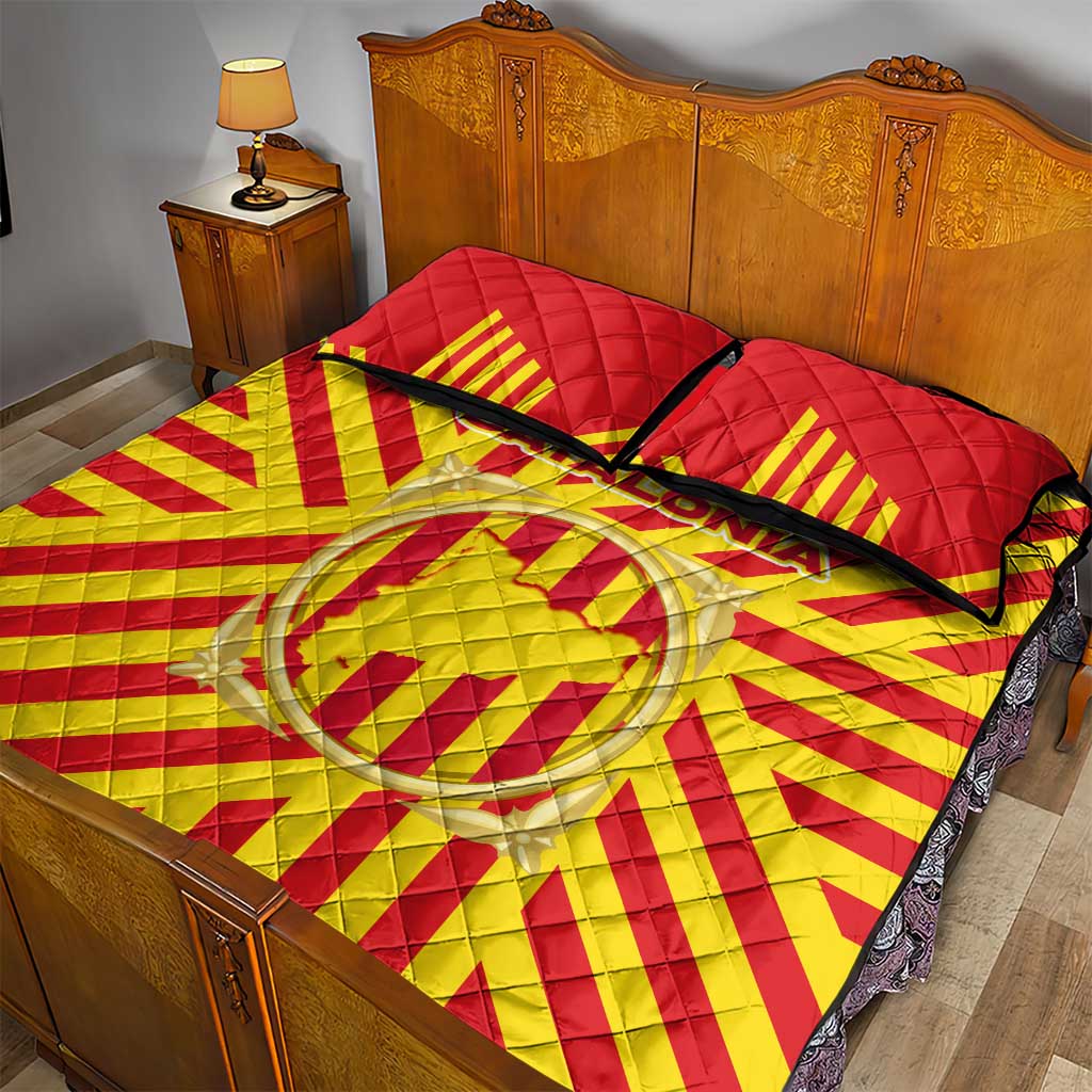 Catalonia Flag Quilt Bed Set Autonomous Community of Spain - Wonder Print Shop