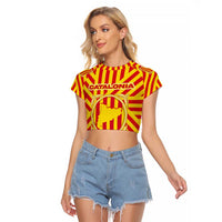Catalonia Flag Raglan Cropped T Shirt Autonomous Community of Spain - Wonder Print Shop