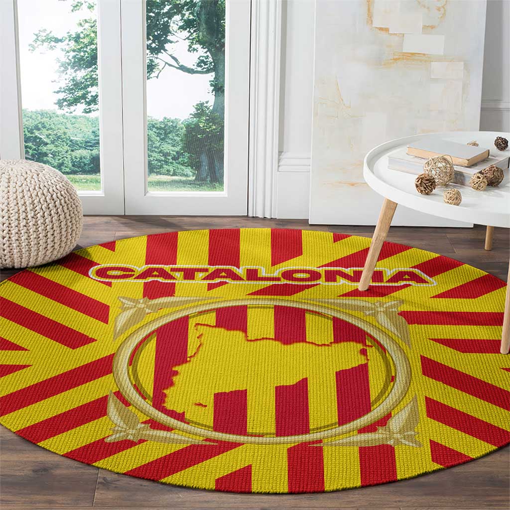 Catalonia Flag Round Carpet Autonomous Community of Spain - Wonder Print Shop