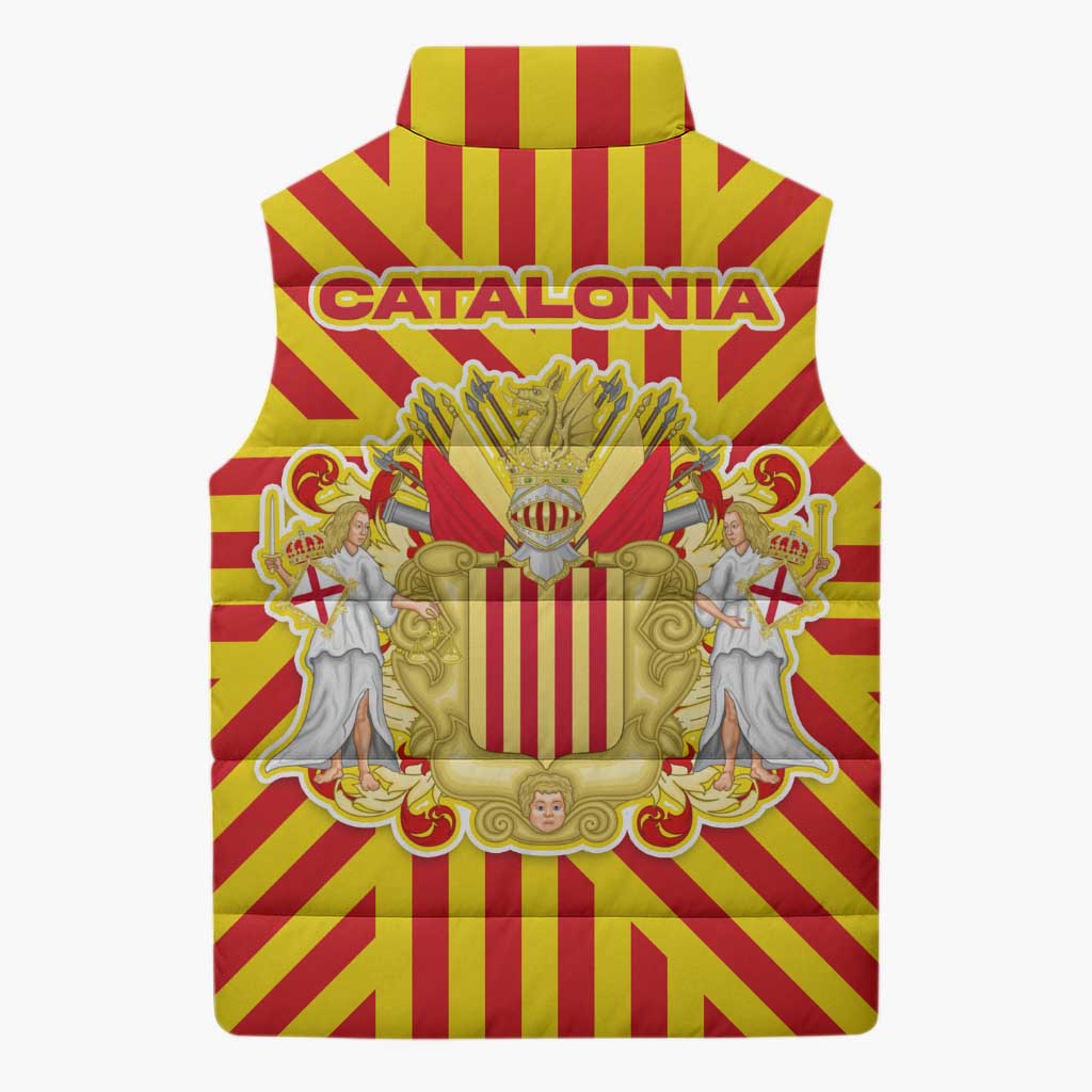 Catalonia Flag Sleeveless Puffer Jacket Autonomous Community of Spain - Wonder Print Shop