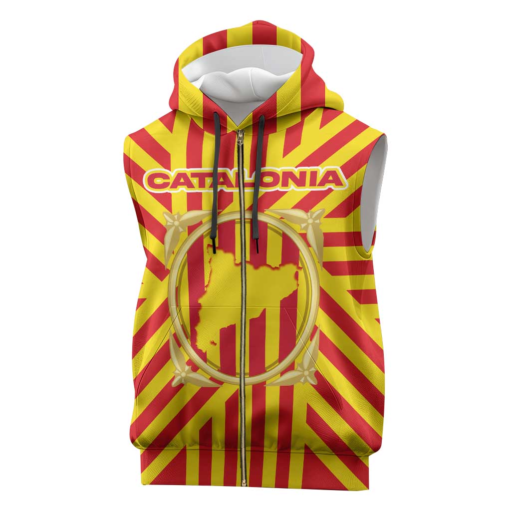Catalonia Flag Sleeveless Zip Hoodie Autonomous Community of Spain - Wonder Print Shop