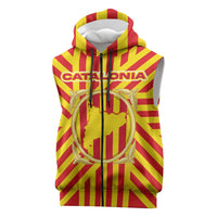 Catalonia Flag Sleeveless Zip Hoodie Autonomous Community of Spain - Wonder Print Shop