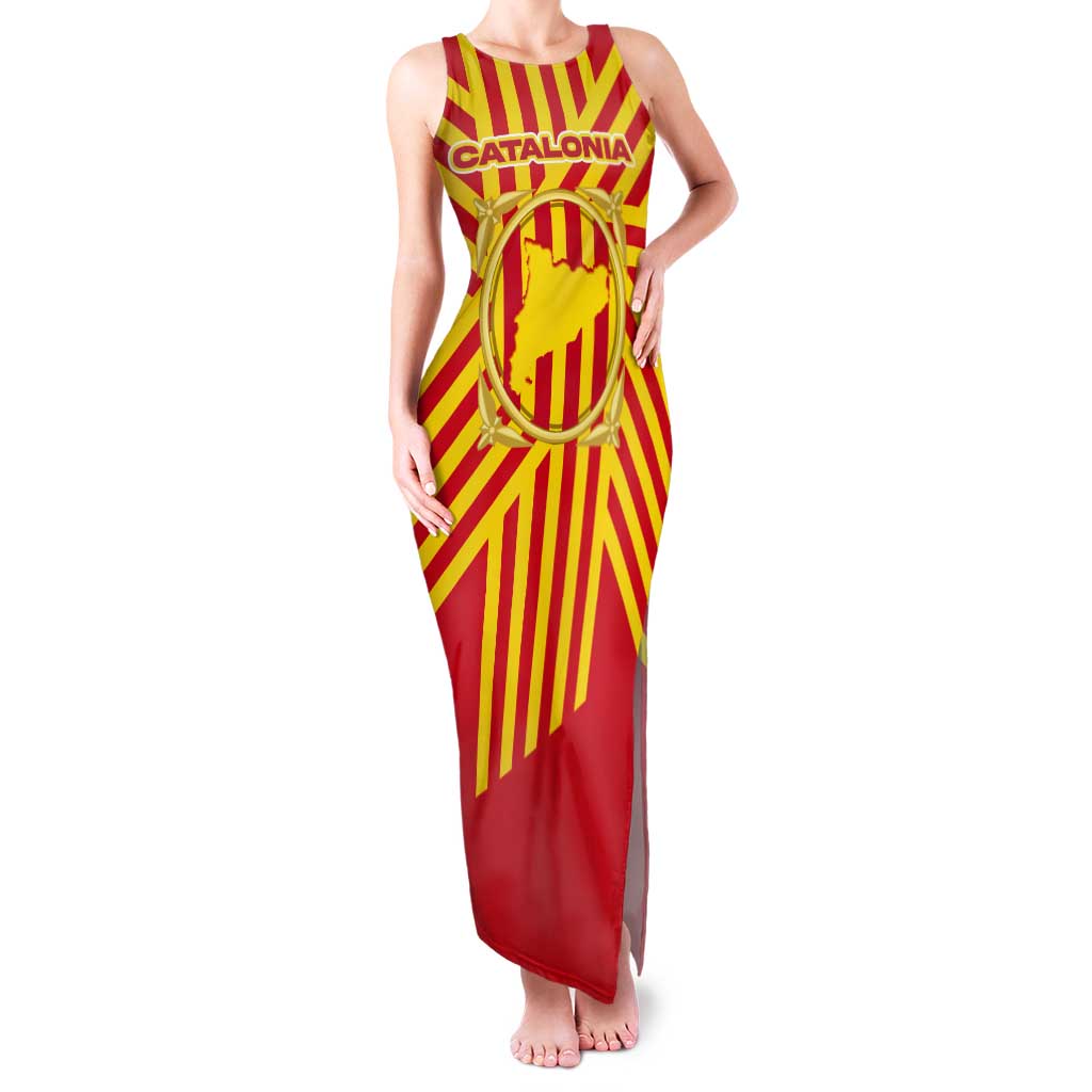 Catalonia Flag Tank Maxi Dress Autonomous Community of Spain - Wonder Print Shop