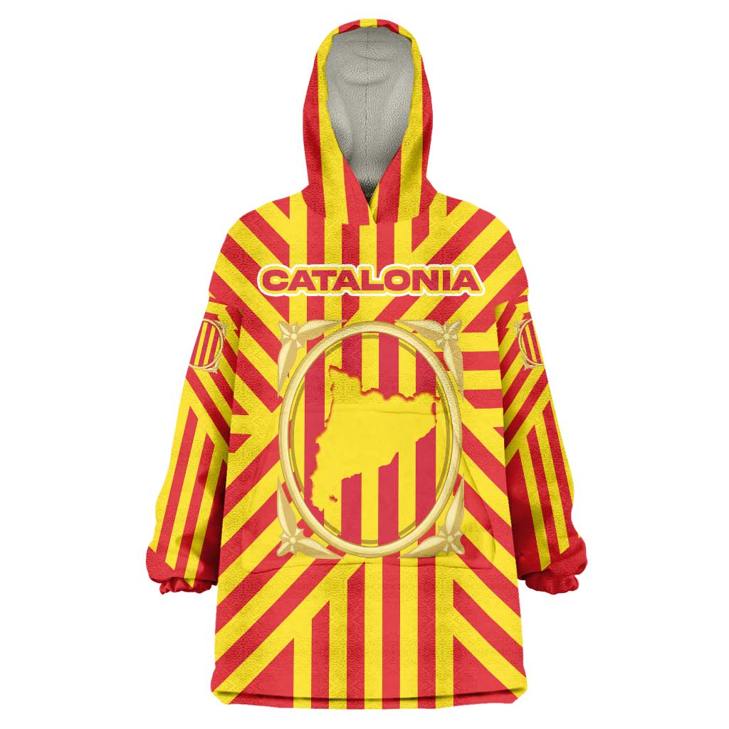 Catalonia Flag Wearable Blanket Hoodie Autonomous Community of Spain - Wonder Print Shop