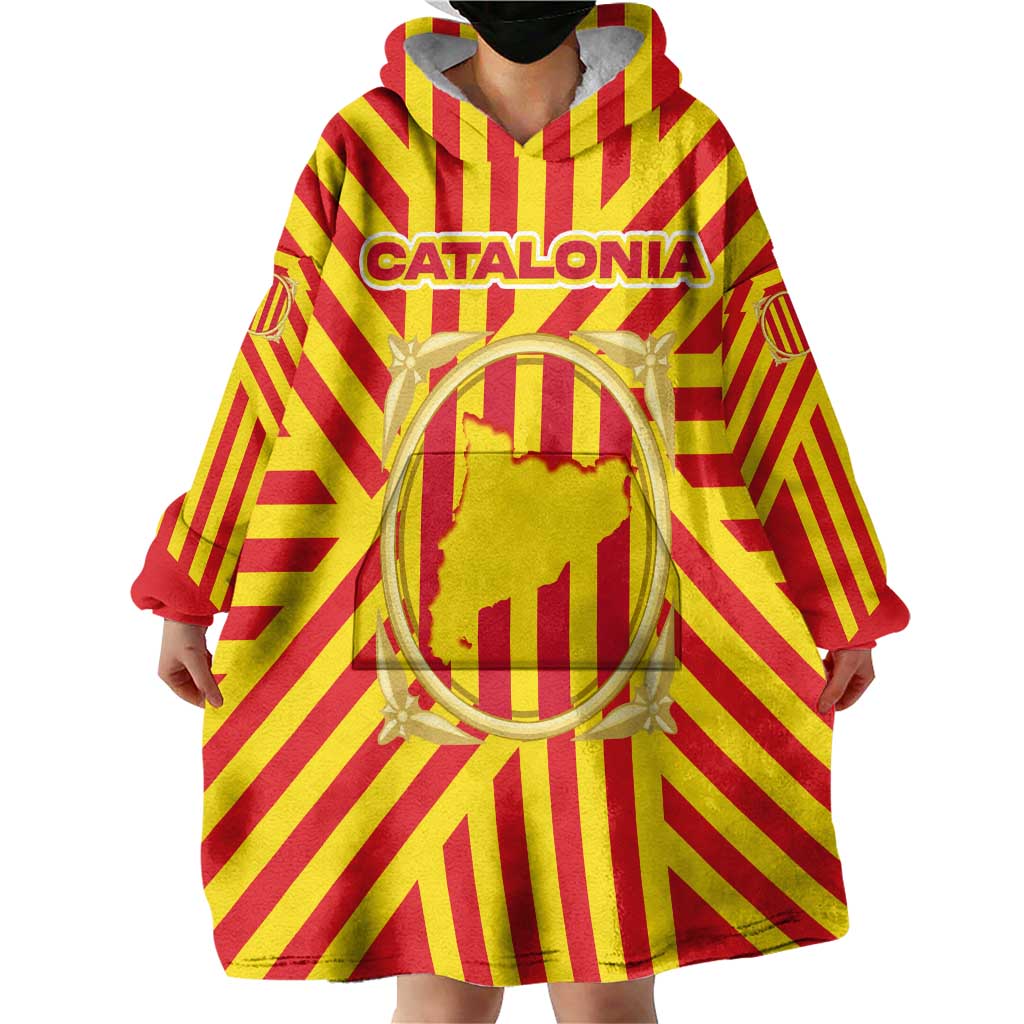 Catalonia Flag Wearable Blanket Hoodie Autonomous Community of Spain - Wonder Print Shop