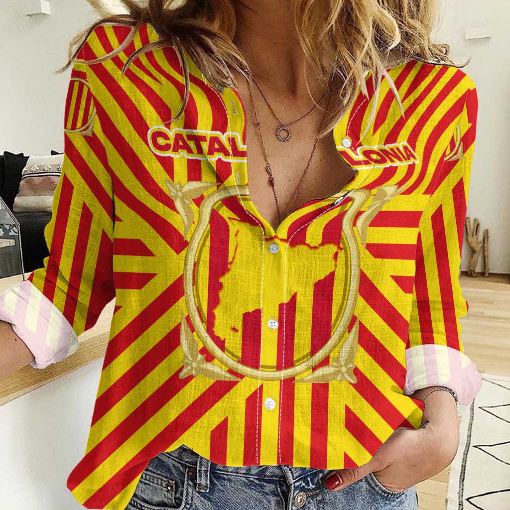 Catalonia Flag Women Casual Shirt Autonomous Community of Spain - Wonder Print Shop