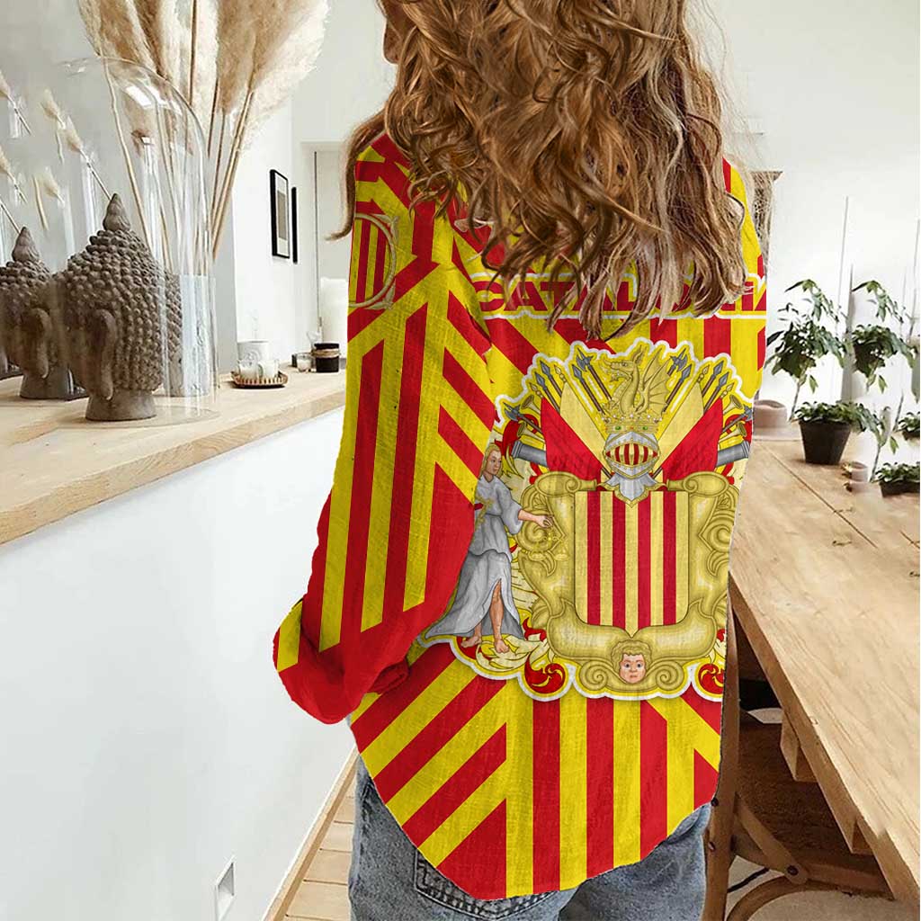 Catalonia Flag Women Casual Shirt Autonomous Community of Spain - Wonder Print Shop