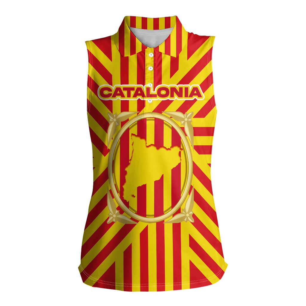Catalonia Flag Women Sleeveless Polo Shirt Autonomous Community of Spain - Wonder Print Shop