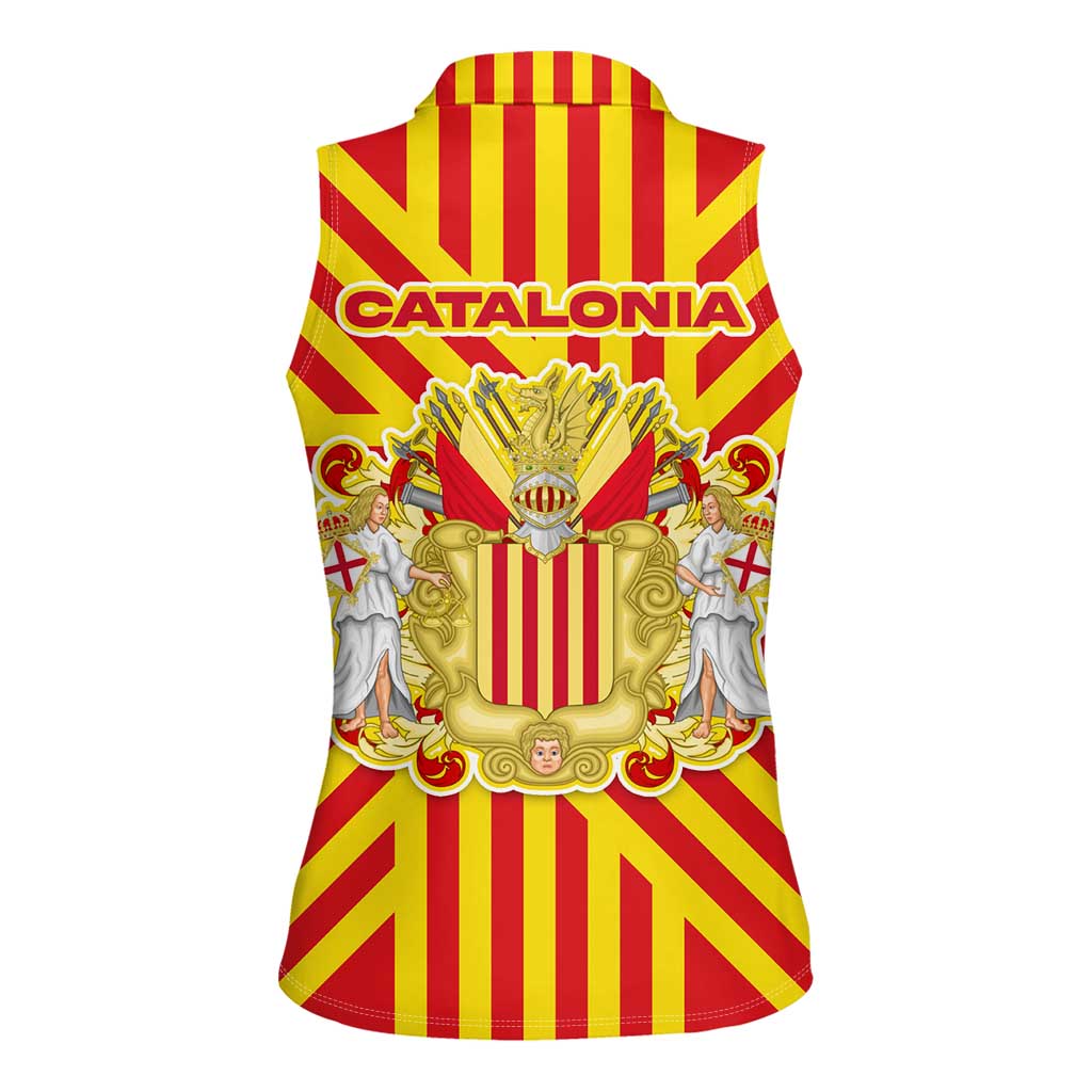 Catalonia Flag Women Sleeveless Polo Shirt Autonomous Community of Spain - Wonder Print Shop