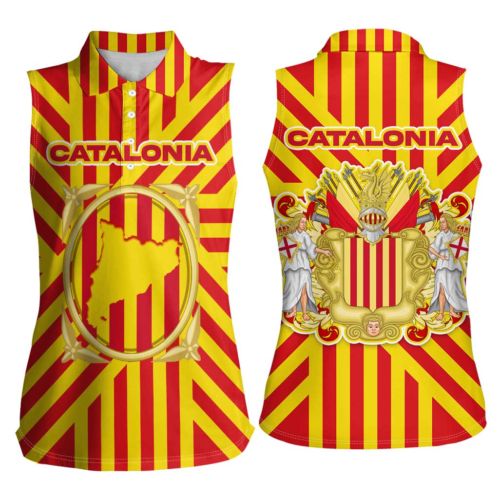 Catalonia Flag Women Sleeveless Polo Shirt Autonomous Community of Spain - Wonder Print Shop
