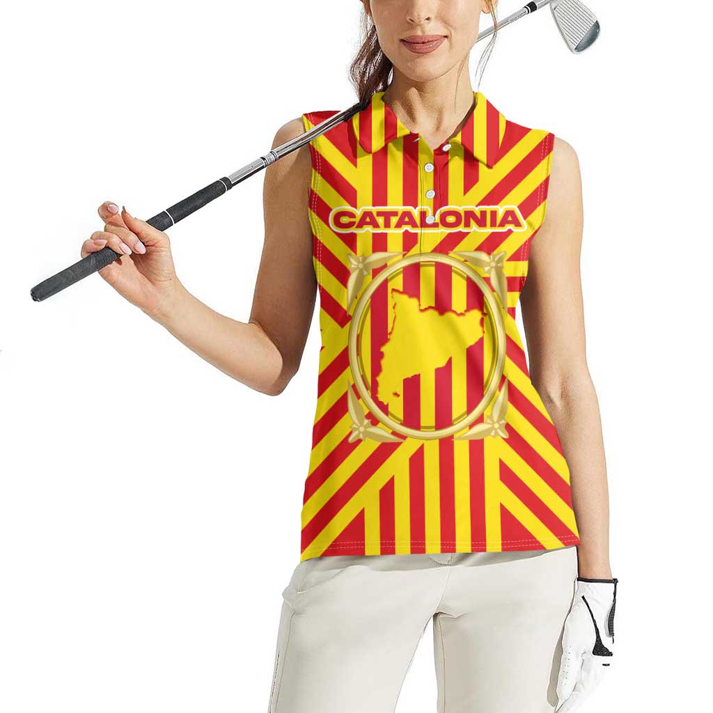 Catalonia Flag Women Sleeveless Polo Shirt Autonomous Community of Spain - Wonder Print Shop