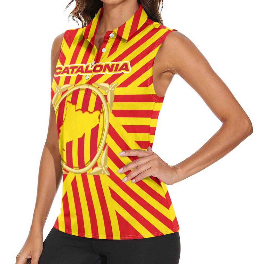 Catalonia Flag Women Sleeveless Polo Shirt Autonomous Community of Spain - Wonder Print Shop