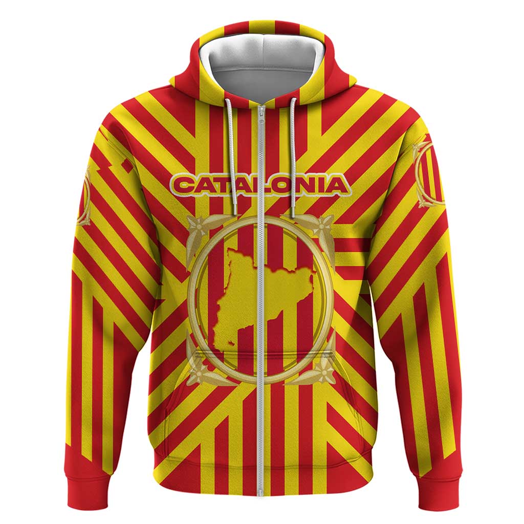 Catalonia Flag Zip Hoodie Autonomous Community of Spain - Wonder Print Shop