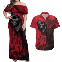 Skull Death Couples Matching Off Shoulder Maxi Dress and Hawaiian Shirt Your Time - Wonder Print Shop