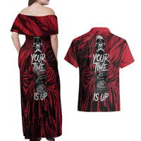 Skull Death Couples Matching Off Shoulder Maxi Dress and Hawaiian Shirt Your Time - Wonder Print Shop