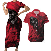 Skull Death Couples Matching Short Sleeve Bodycon Dress and Hawaiian Shirt Your Time - Wonder Print Shop