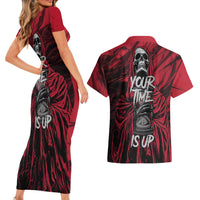 Skull Death Couples Matching Short Sleeve Bodycon Dress and Hawaiian Shirt Your Time - Wonder Print Shop