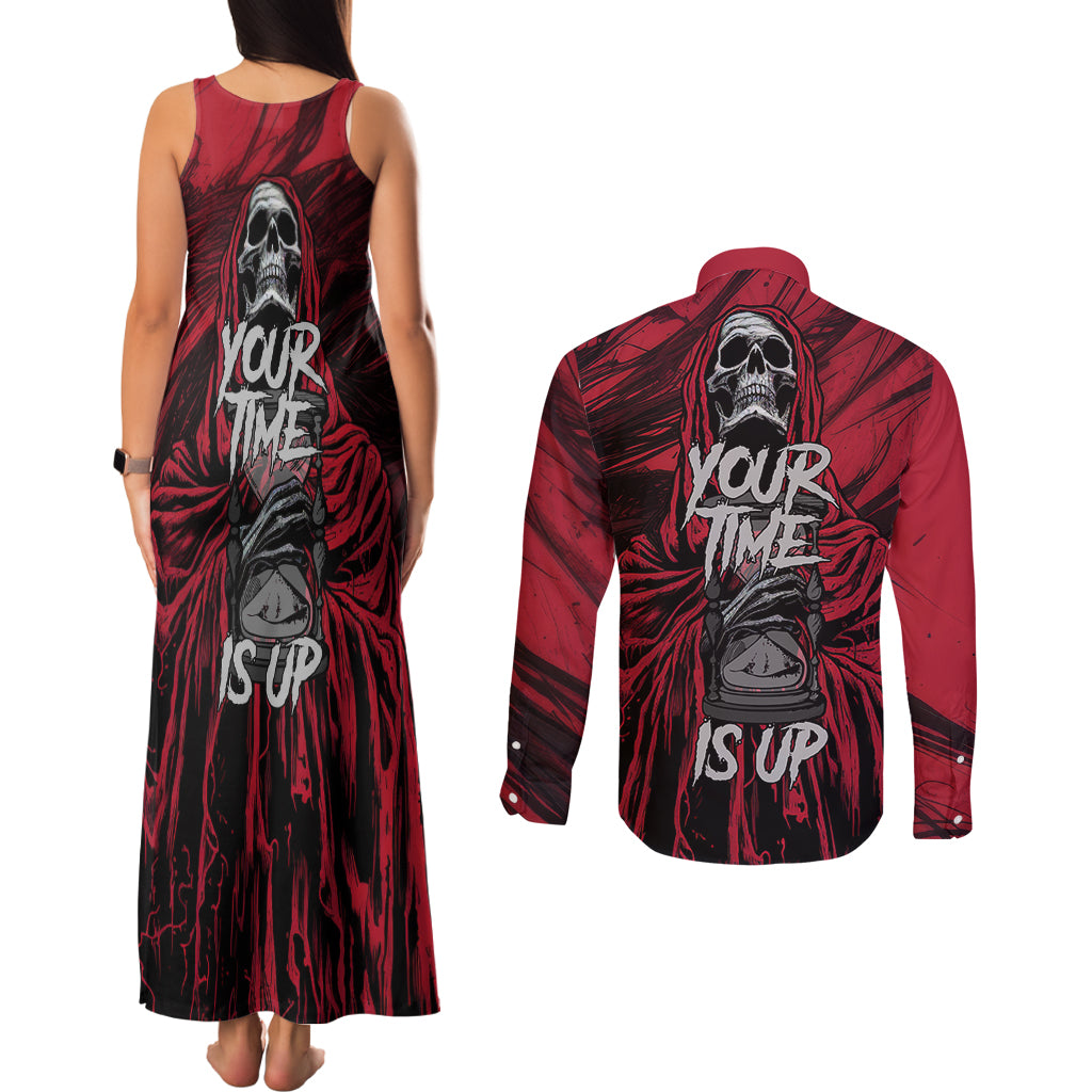 Skull Death Couples Matching Tank Maxi Dress and Long Sleeve Button Shirts Your Time - Wonder Print Shop