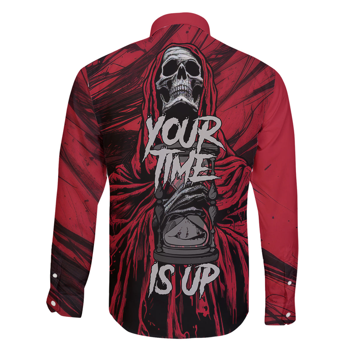 Skull Death Family Matching Off Shoulder Long Sleeve Dress and Hawaiian Shirt Your Time - Wonder Print Shop