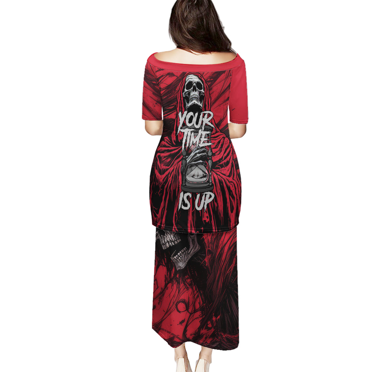 Skull Death Family Matching Puletasi Dress and Hawaiian Shirt Your Time - Wonder Print Shop