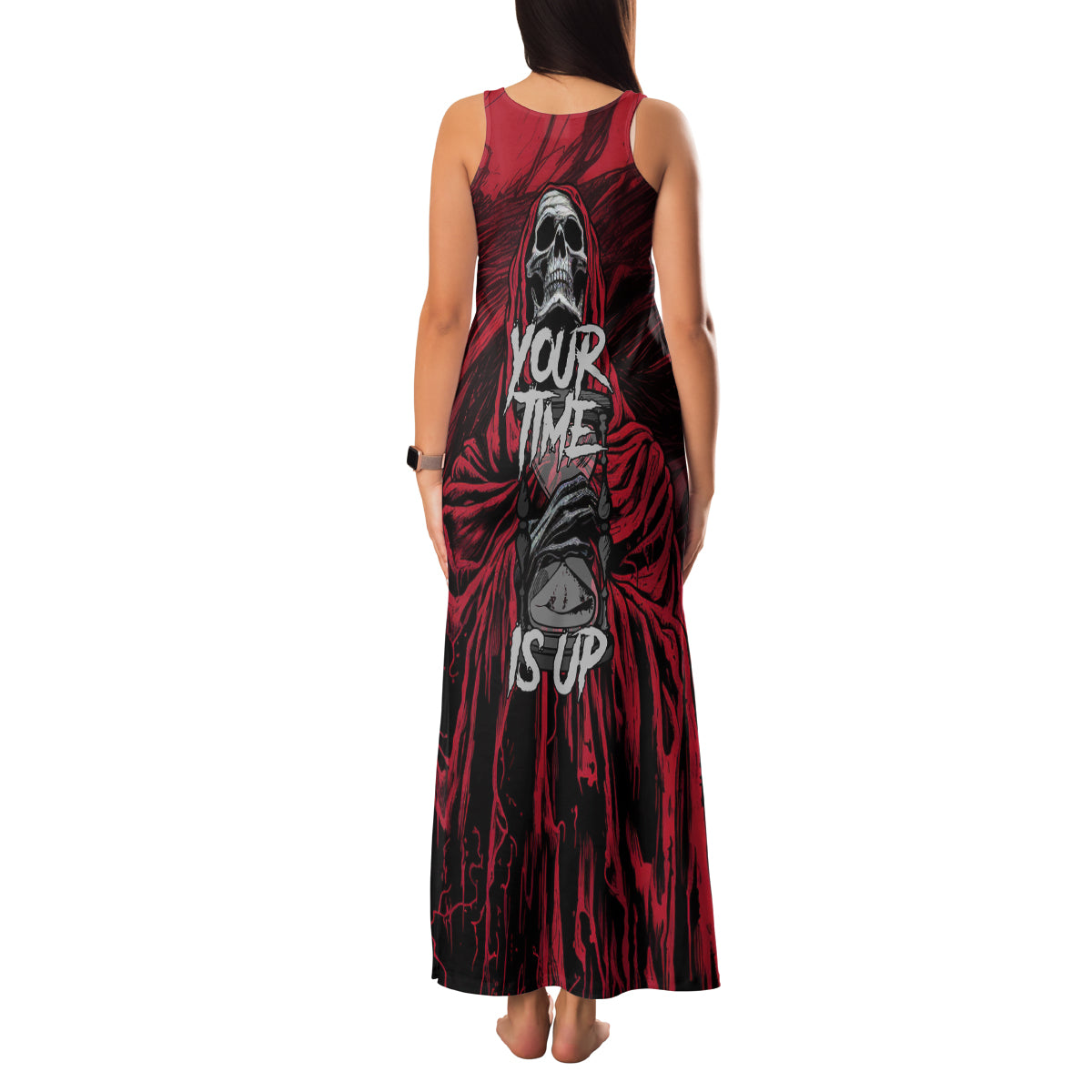 Skull Death Family Matching Tank Maxi Dress and Hawaiian Shirt Your Time - Wonder Print Shop