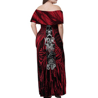 Skull Death Off Shoulder Maxi Dress Your Time - Wonder Print Shop