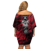 Skull Death Off Shoulder Short Dress Your Time - Wonder Print Shop