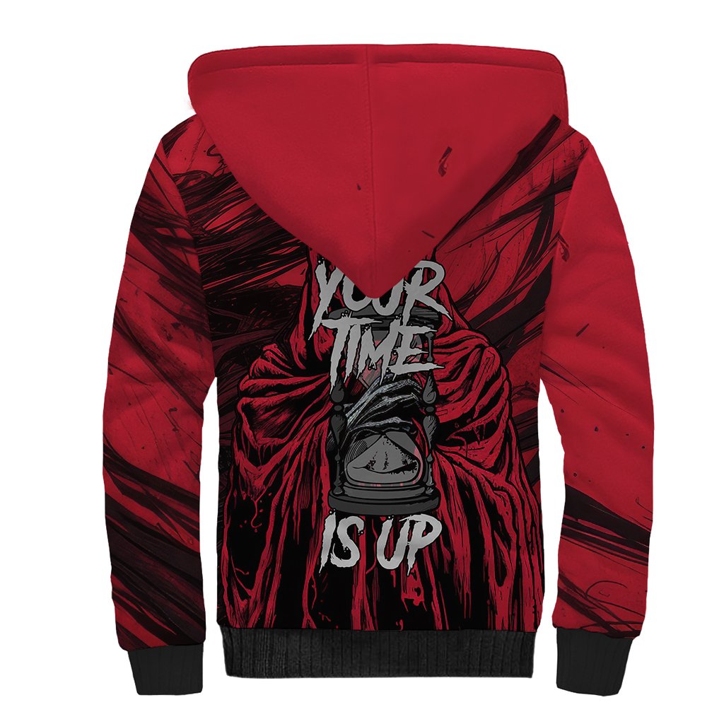 Skull Death Sherpa Hoodie Your Time - Wonder Print Shop
