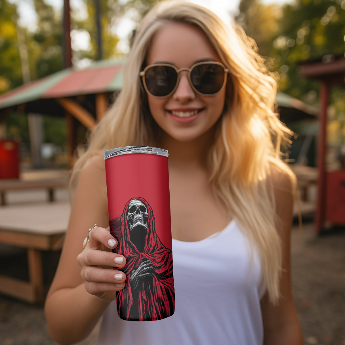 Skull Death Skinny Tumbler Your Time - Wonder Print Shop