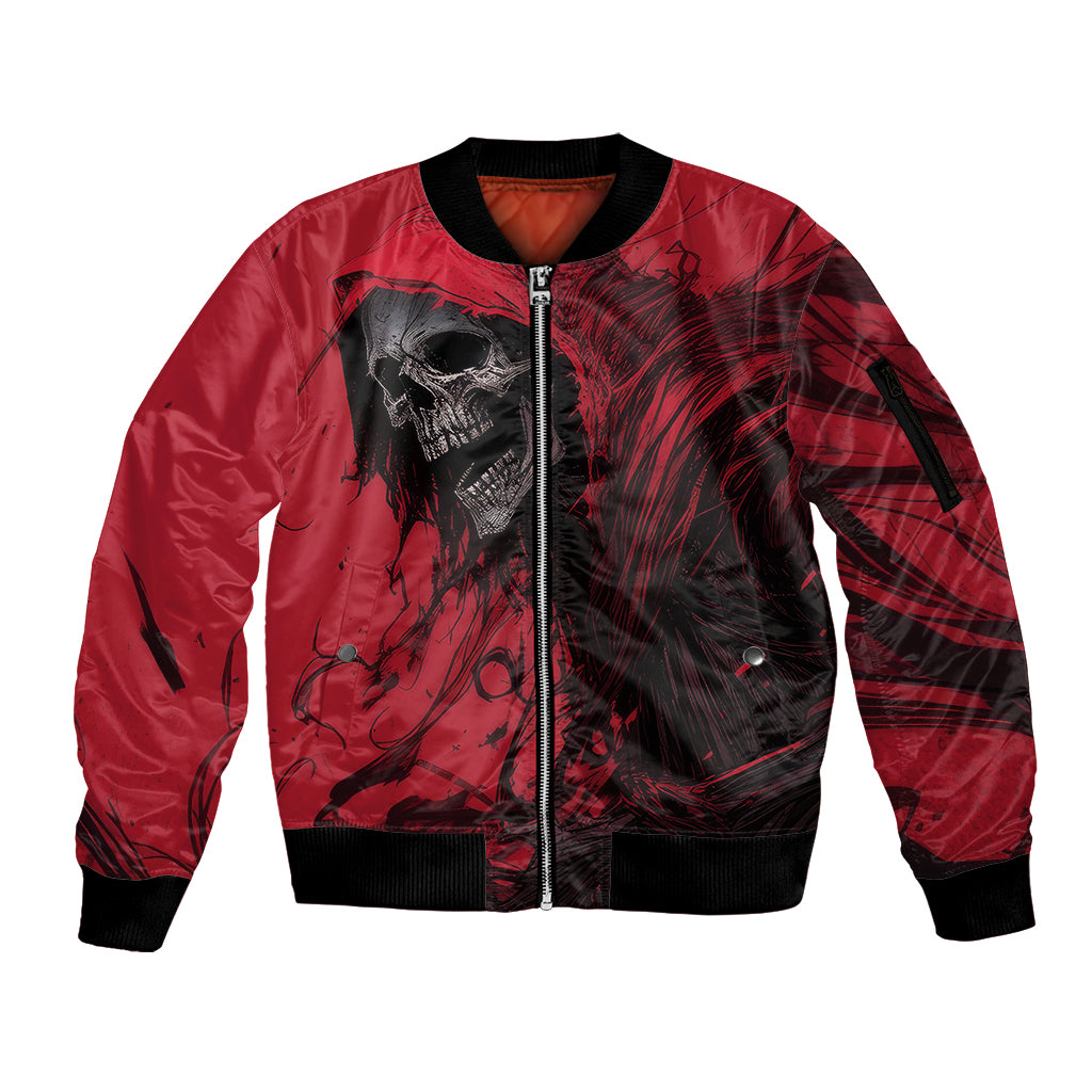 Skull Death Sleeve Zip Bomber Jacket Your Time - Wonder Print Shop